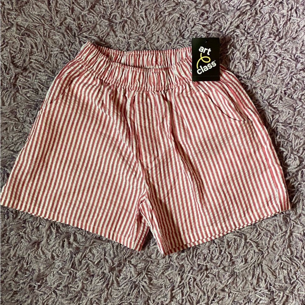 Art Class girls Dusty Rose and White Striped Shorts size L 10/12